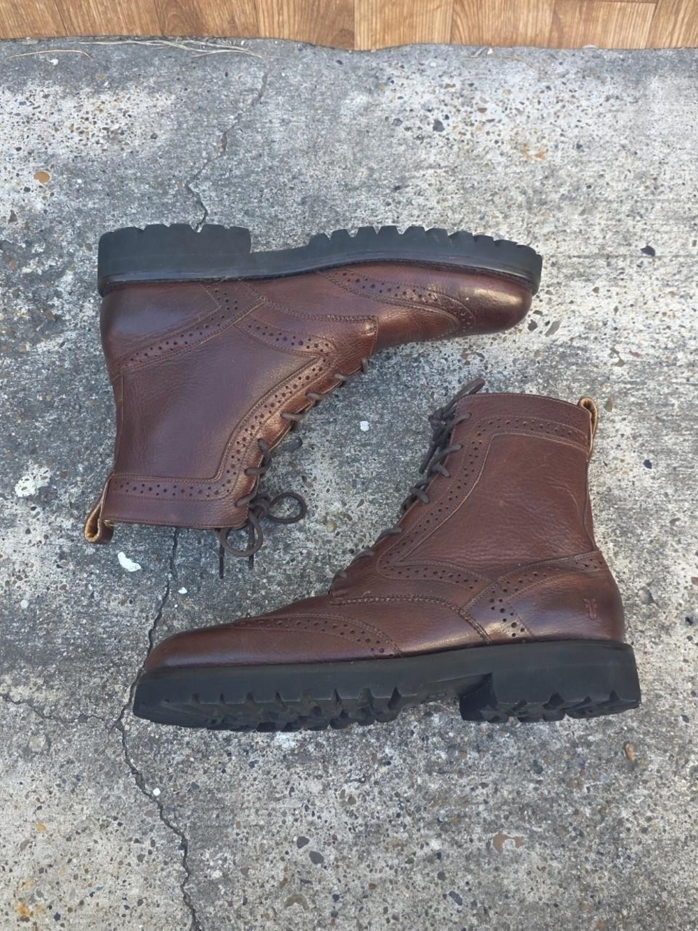 Frye Earl Wingtip Lace Up 84138 Mens Brown Leather Size 9.5